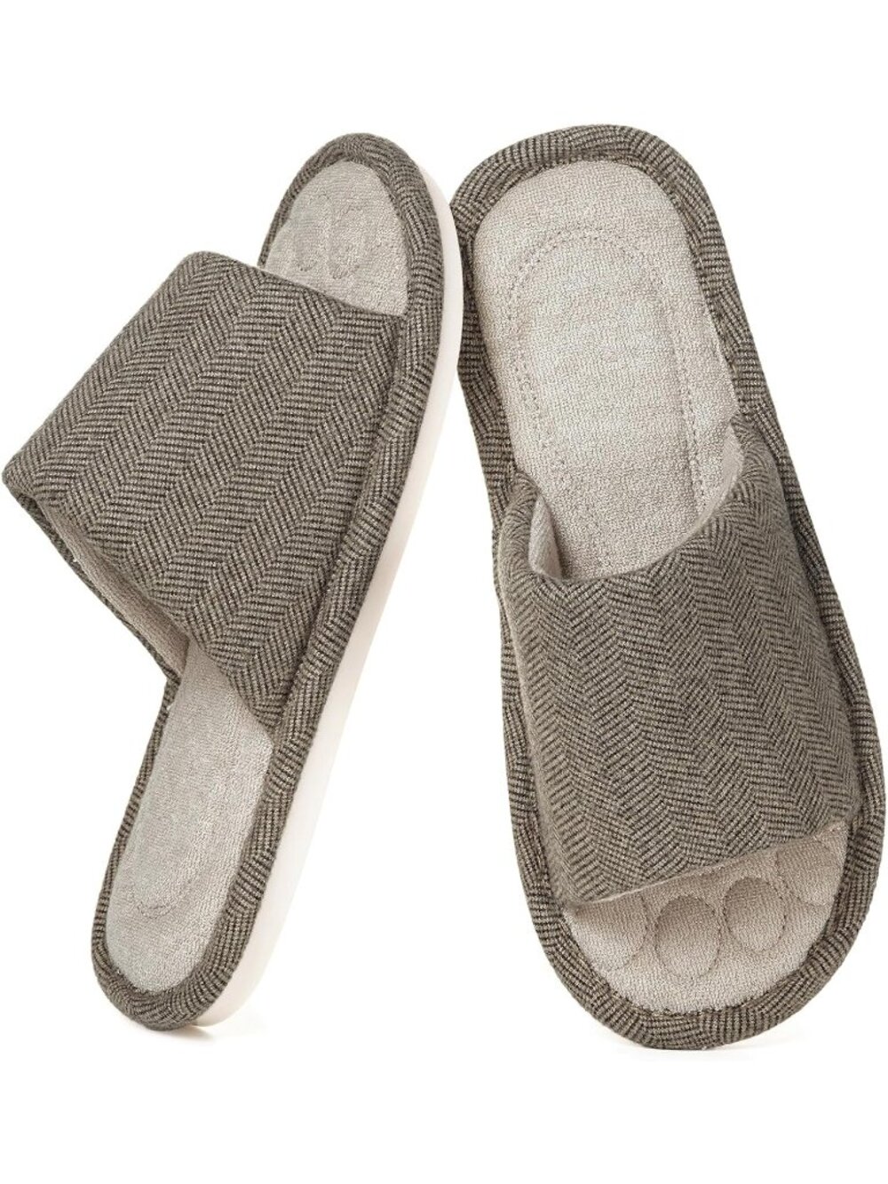 Men's Brown Open Toe House Slippers Breathable Slip-on Indoor Slippers